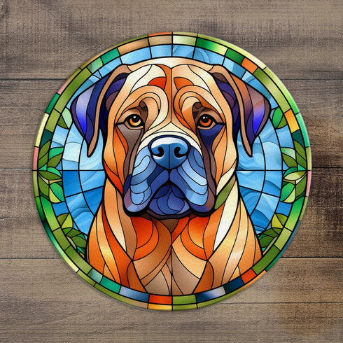 Bull Mastiff Circular Glass Suncatcher Worktop Saver
